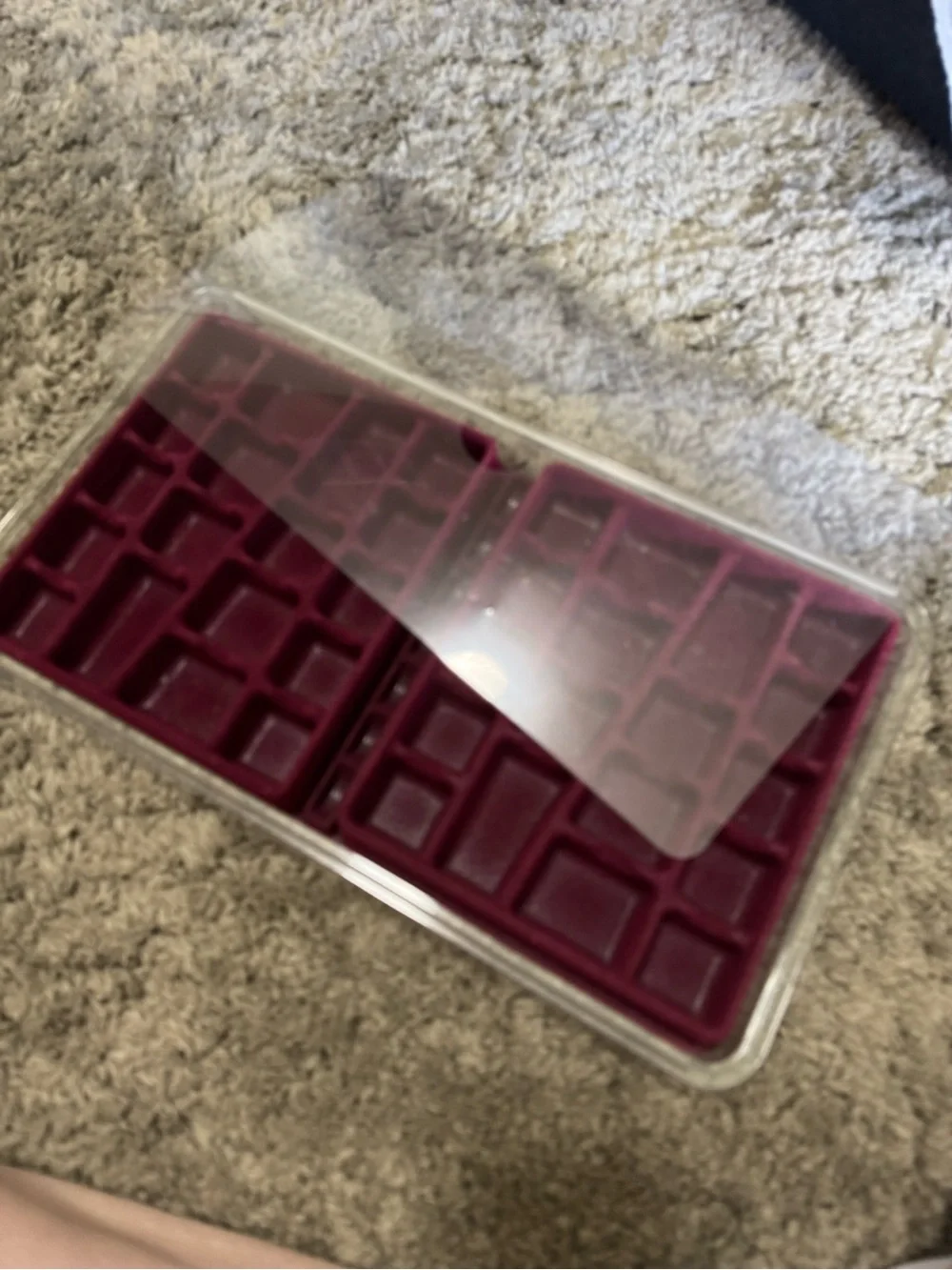 Set of 2 Velvet Jewelry Trays & Organizers with Clear Lids - Burgundy & Blue